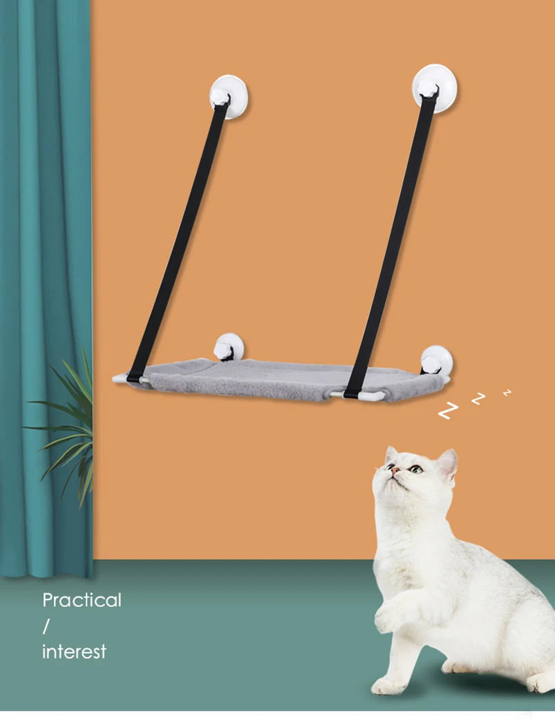Double-layer Velvet Cat Suspension Bed with Suction Cups - 20kg Capacity