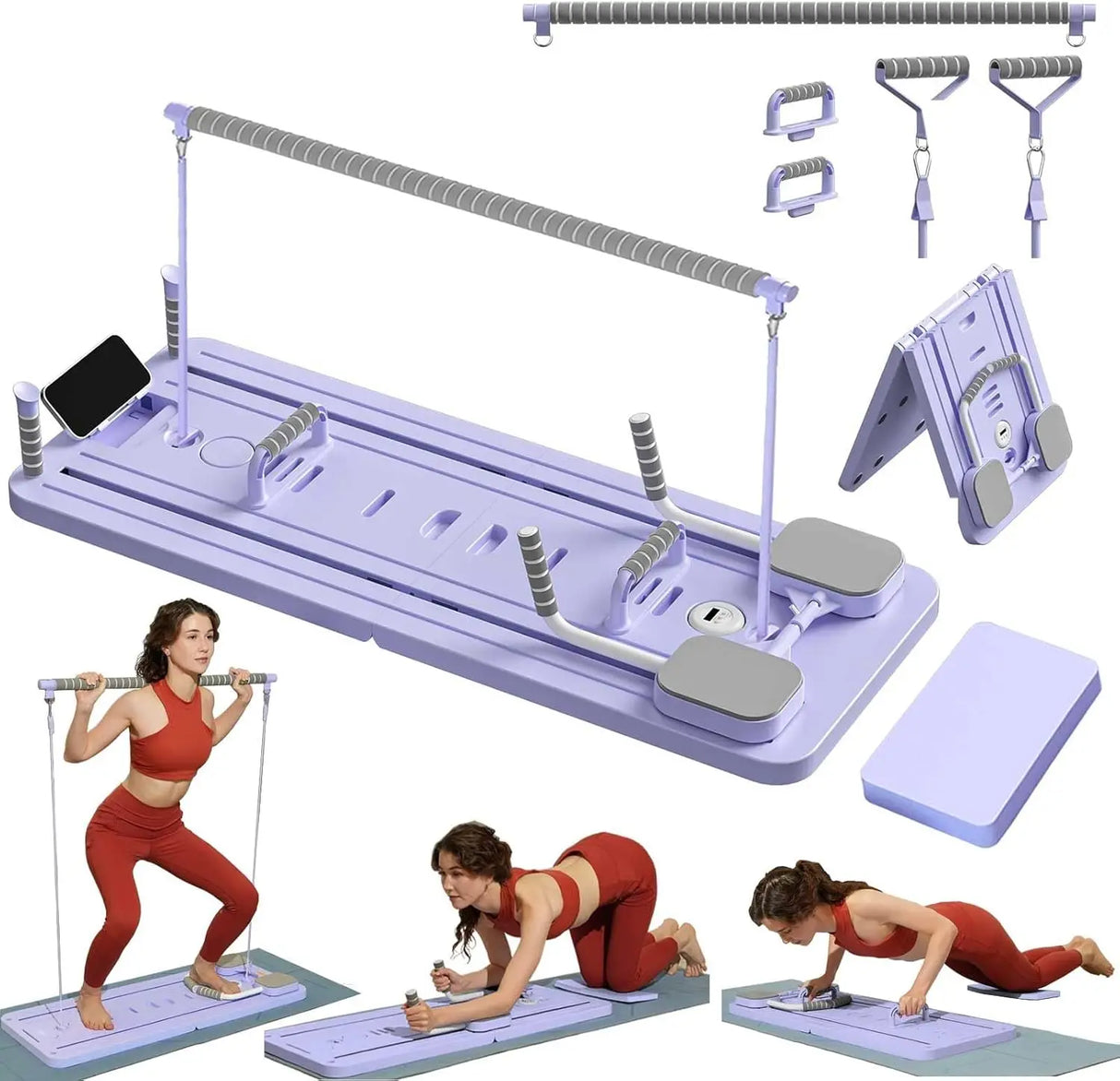 Multi-Functional Pilates Board with Resistance Bands for Home Fitness