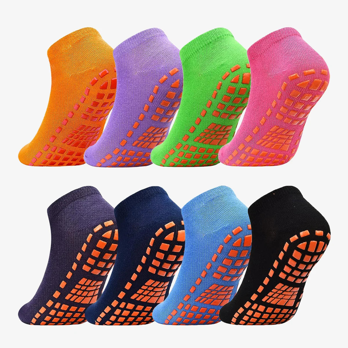 Unisex Silicone Non-Slip Grip Trampoline Socks - 1/4 Pairs for Yoga & Pilates