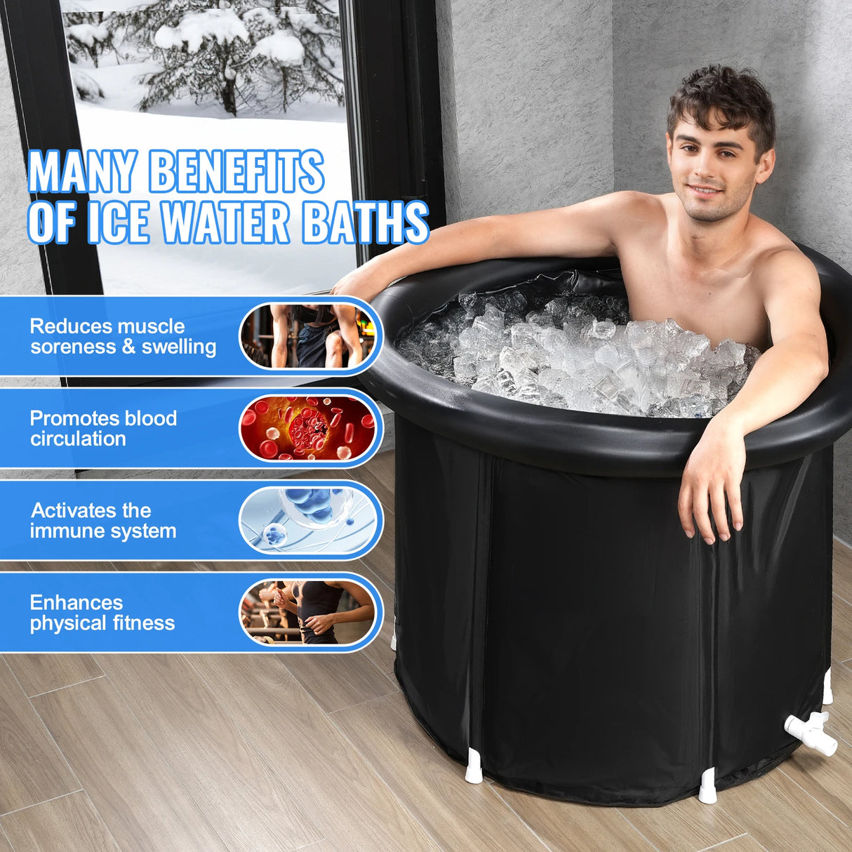 Portable Ice Bath Tub for Cold Water Therapy, Inflatable Plunge Pool
