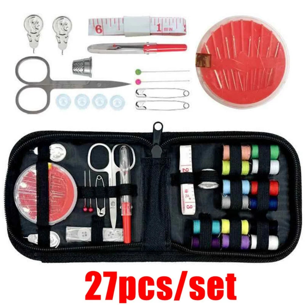 Sewing Kit Set 27pcs with Threads, Needles, Scissors & Storage Bag