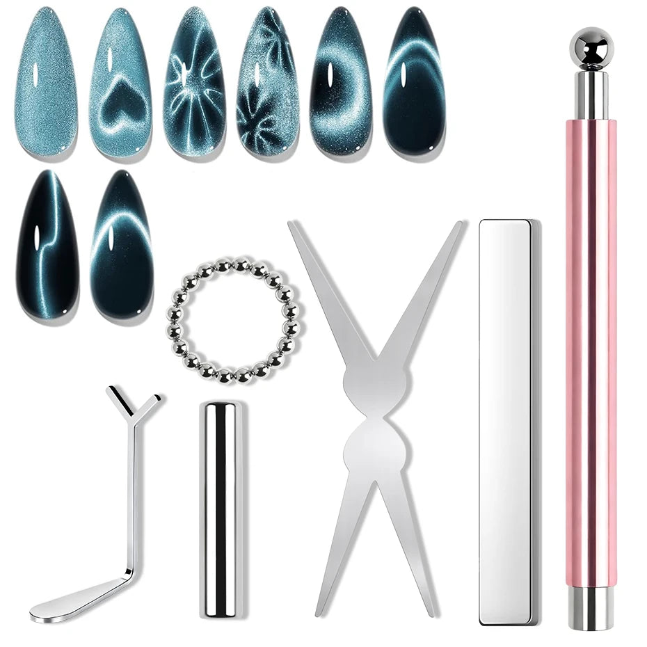 Cat Eye Nail Magnet Tool Set - 6pcs for French Tips & Gel Polish Manicure