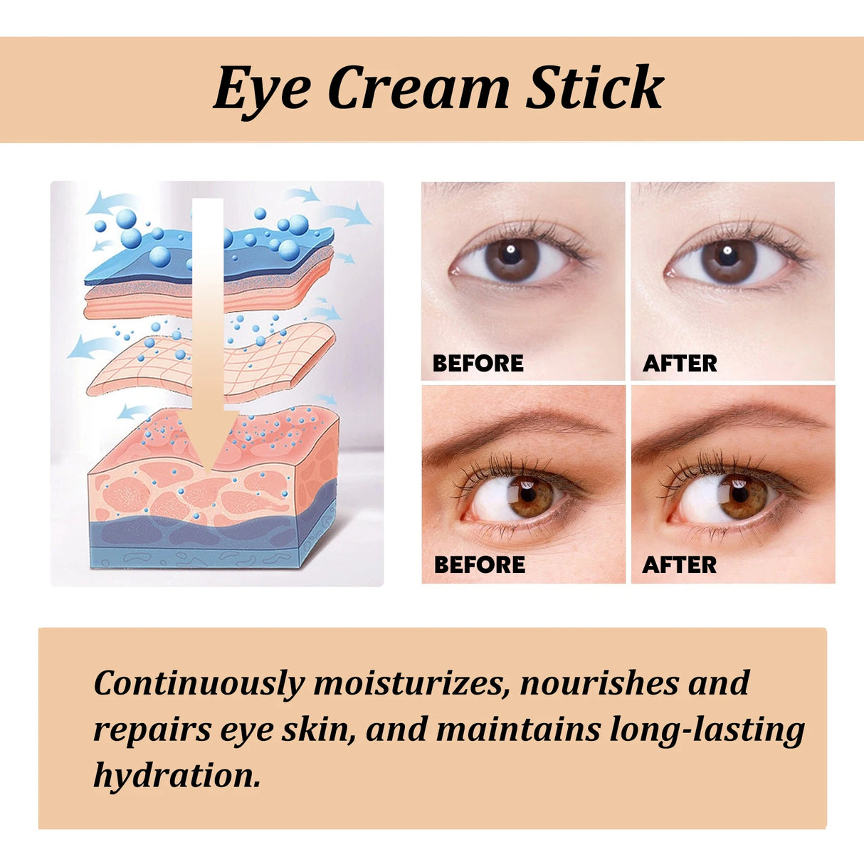 Snail Eye Cream Stick Collagen Firming Dark Circles Puffiness Moisturizing