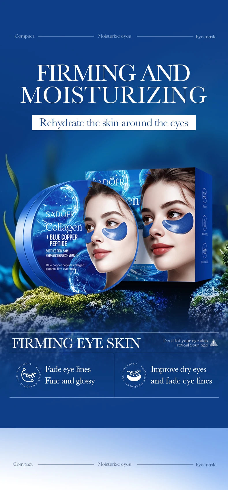Collagen Eye Mask Caffeine Patches for Dark Circles - 10 Pairs