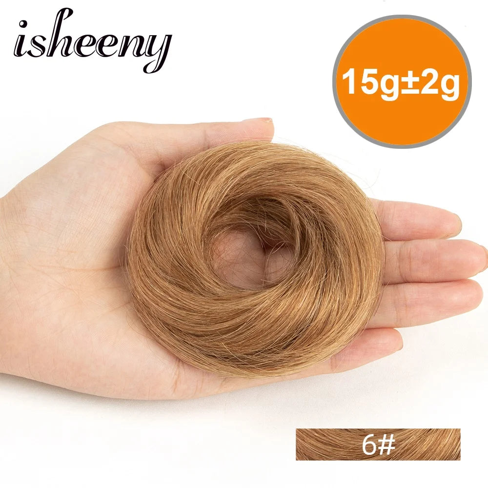 Messy Human Hair Buns Hairpieces in Natural Colors, 15g Each