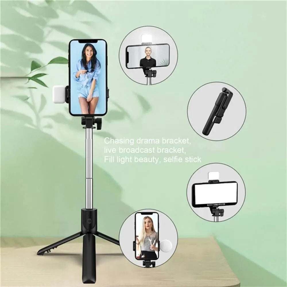 Portable Bluetooth Selfie Stick Tripod with Remote Shutter & Light
