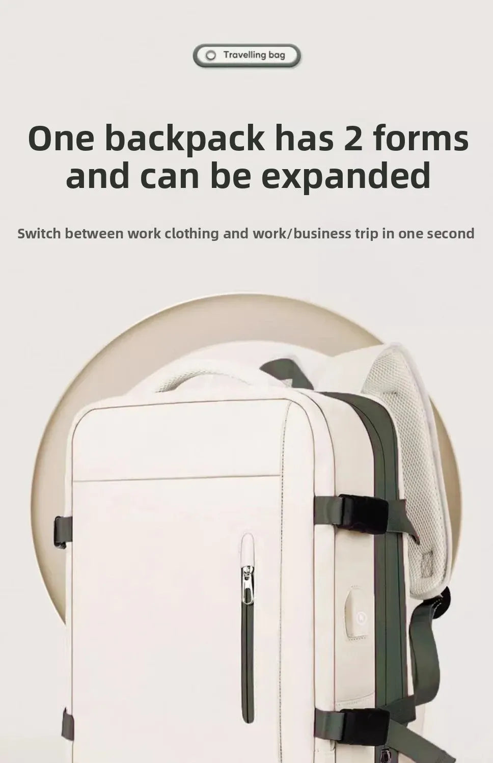 Expandable Travel Backpack for Business and Outdoor Use