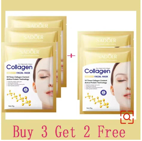 Korean Collagen Facial Mask 10pcs - Anti-Aging, Moisturizing, Brightening