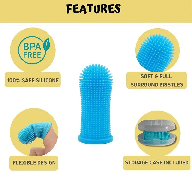 Super Soft Pet Finger Toothbrush for Dogs & Cats - Nontoxic Silicone