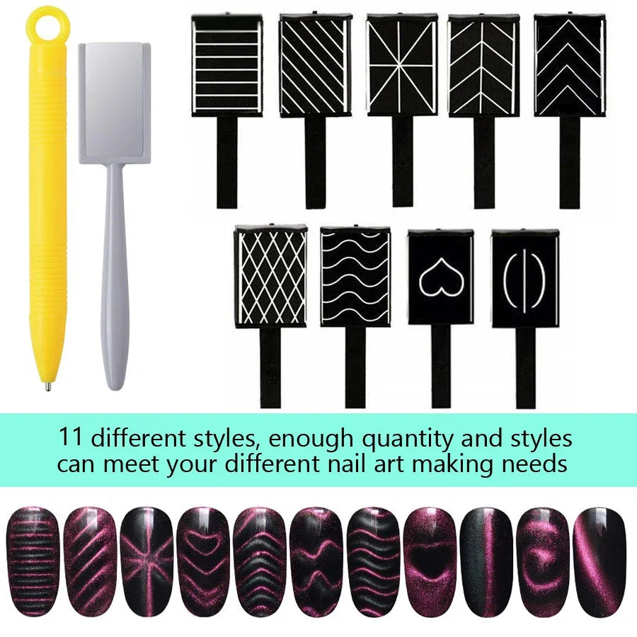 11 Pcs Nail Art Tools Set Magnetic Rods for Gel Polishing & Decoration