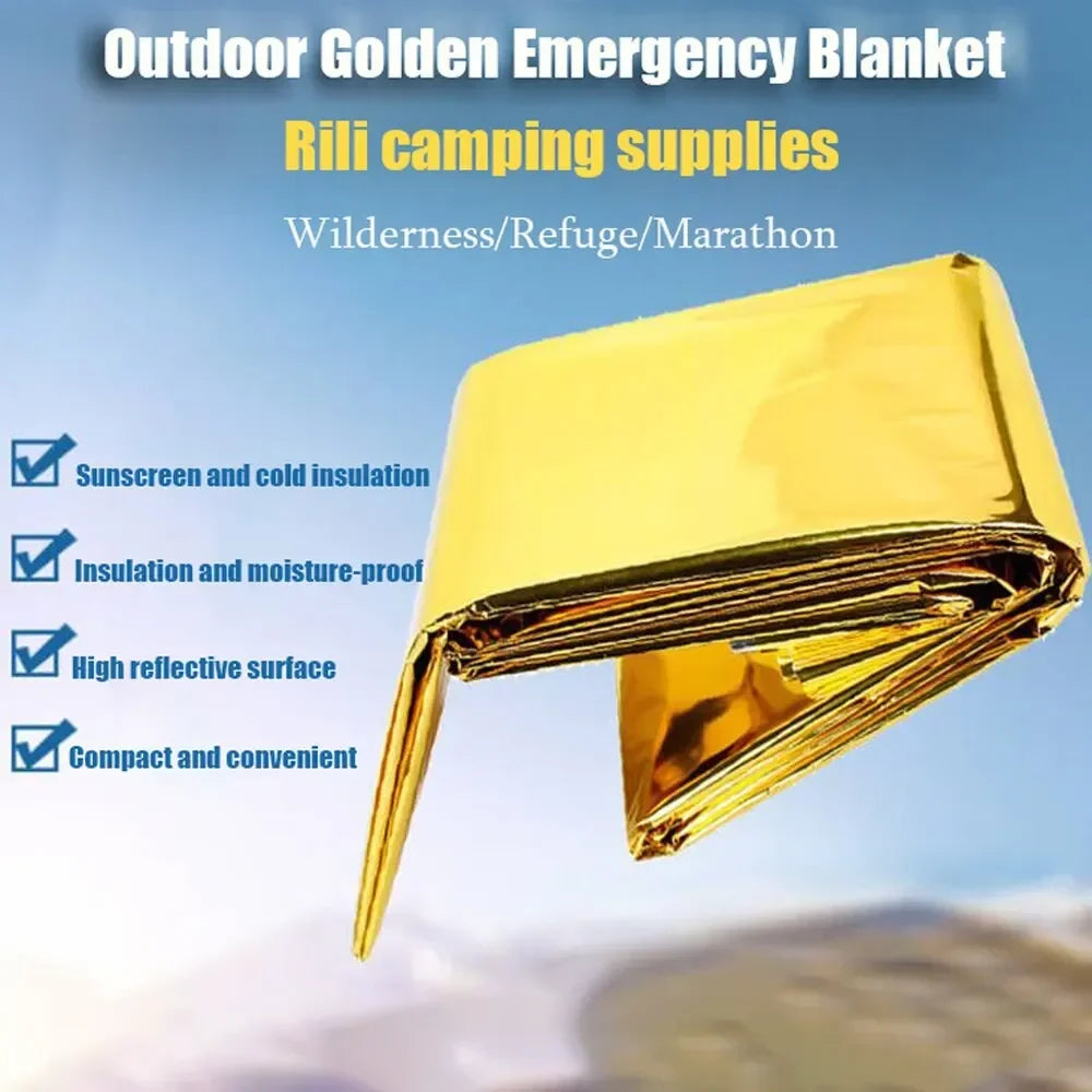 Emergency Thermal Poncho Blanket Lightweight Water Resistant Camping Mat