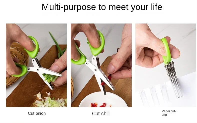 Multi-functional Stainless Steel Kitchen Scissors 3/5 Layer Cooking Tool