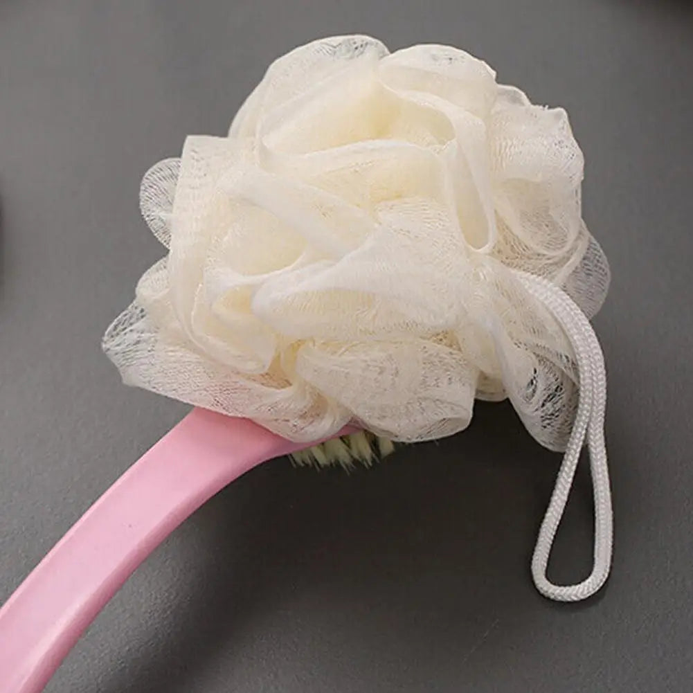 Two-Sided Silicone Shower Body Brush with Long Handle for Exfoliating