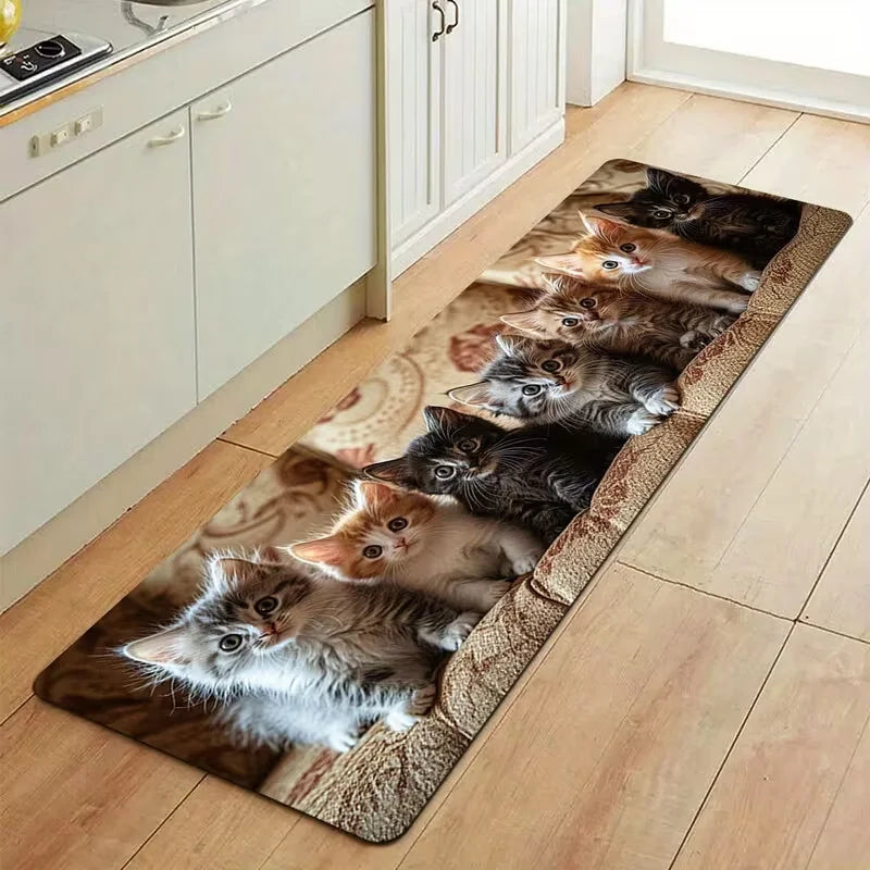 Creative Kitten Element Pattern Area Rug - Indoor Doormat for Home Decor