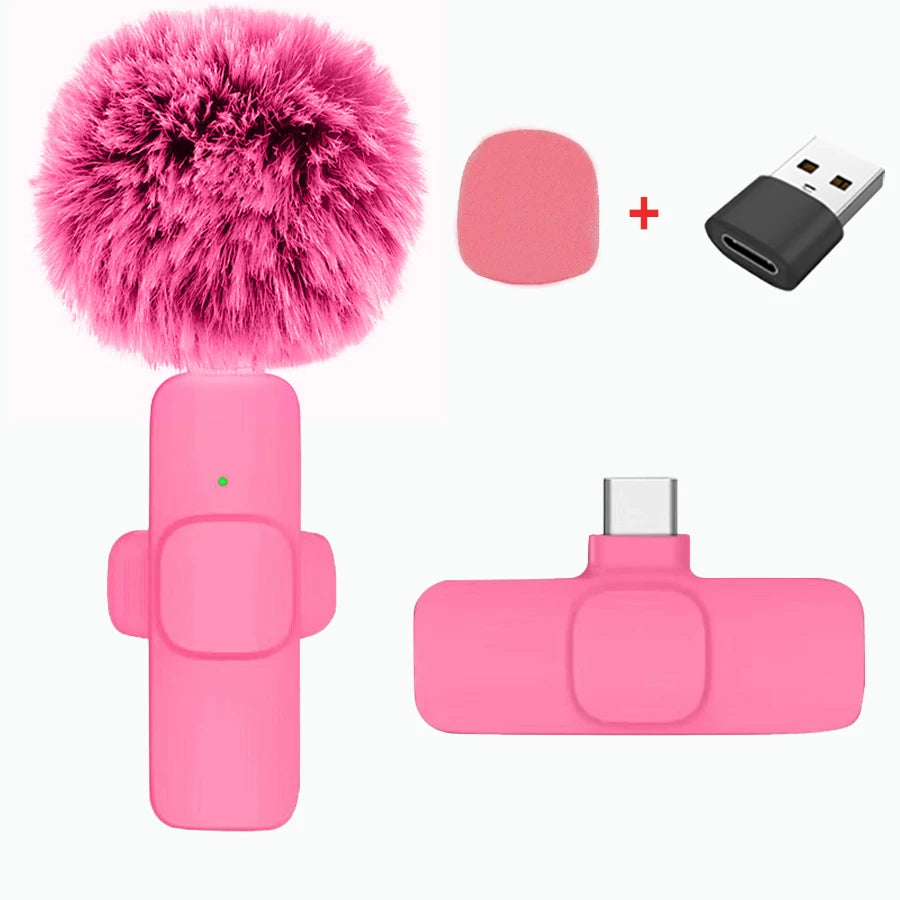 Wireless Lavalier Microphone for iPhone Android PC - Mini Audio Recording