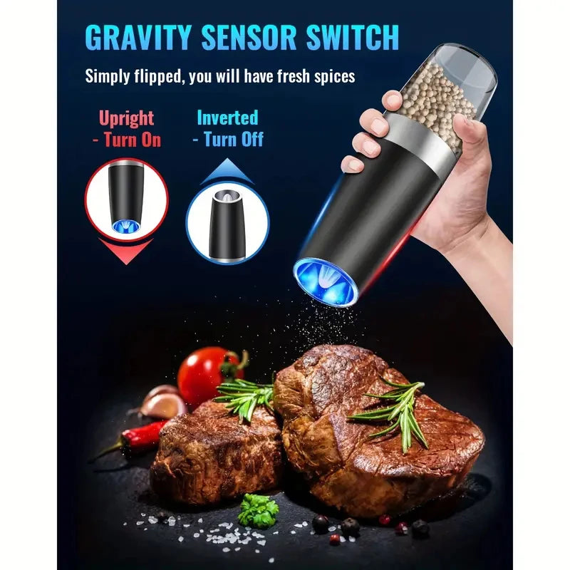 Gravity Electric Salt and Pepper Mill, Battery Powered, Adjustable Coarseness