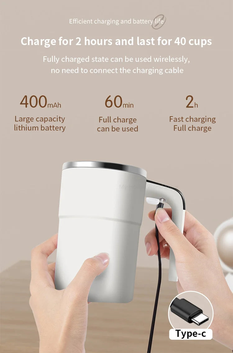 Automatic Stirring Cup Rechargeable Stainless Steel Electric Mixer 15oz