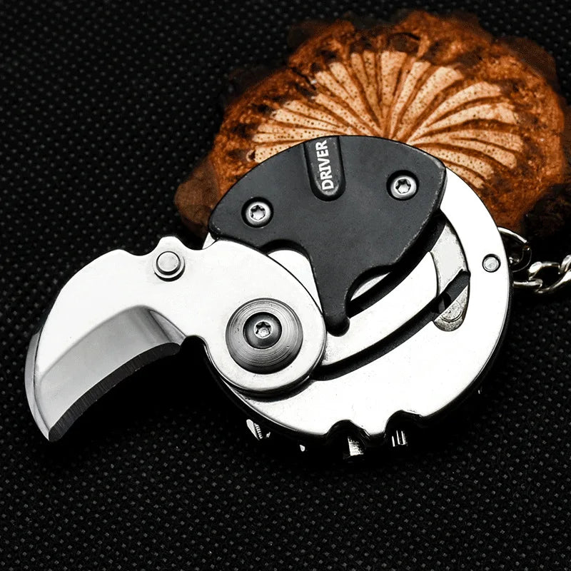 Multifunctional Keychain Screwdriver Hexagon Folding Coin Knife EDC Tool