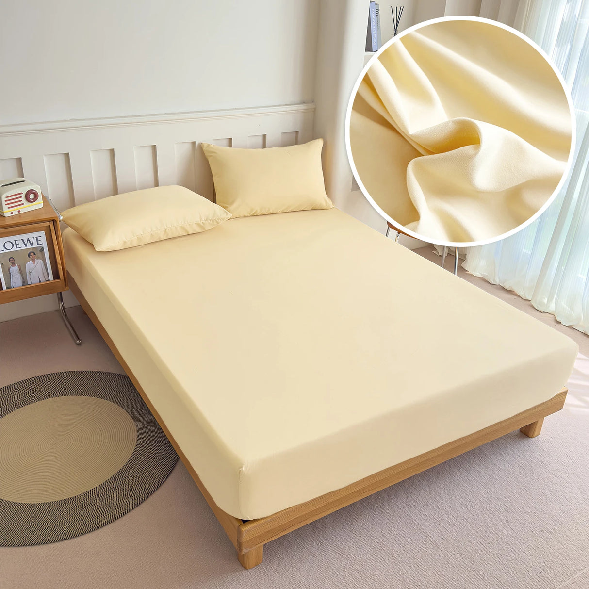 Fitted Bed Sheet 90/120/150/180x200 cm Solid Color Mattress Protector - Cozy Bed Sheets
