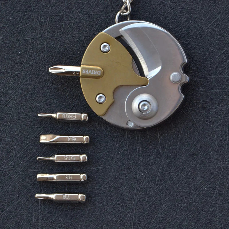 Multifunctional Keychain Screwdriver Hexagon Folding Coin Knife EDC Tool