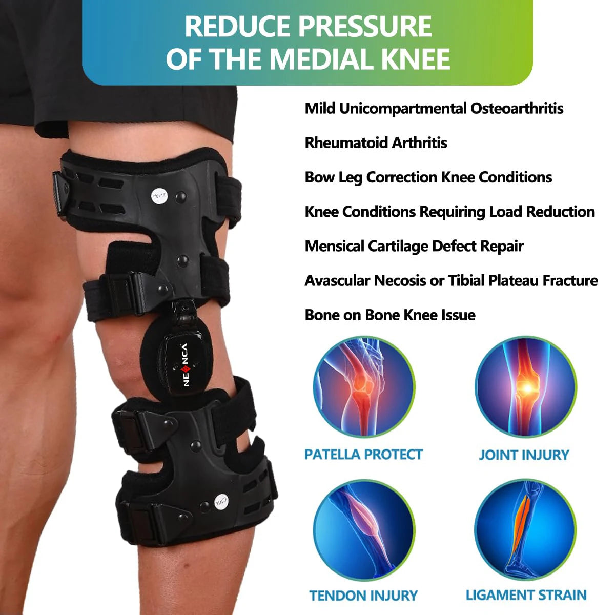 NEENCA Adjustable Knee Support Brace for Stability & Comfort - Unisex
