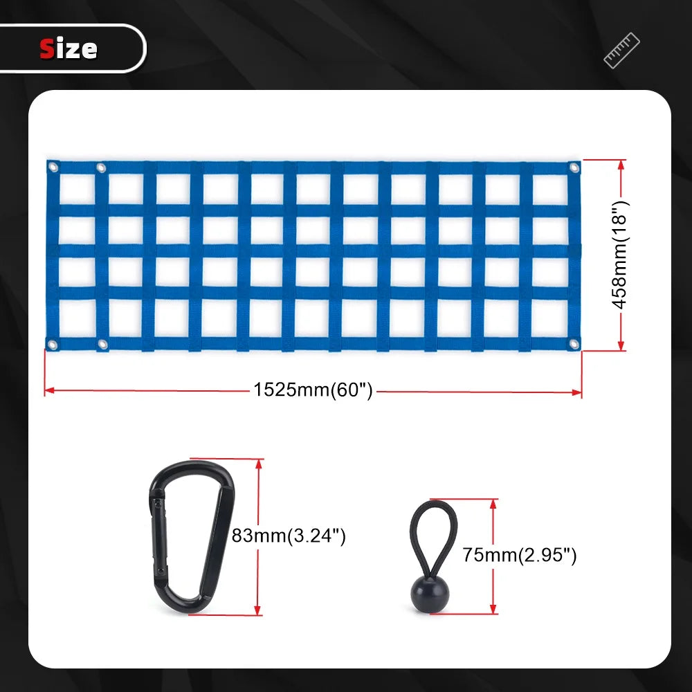 Heavy Duty Tailgate Cargo Net 60"x18" for Truck, SUV, Van, Motorcycle