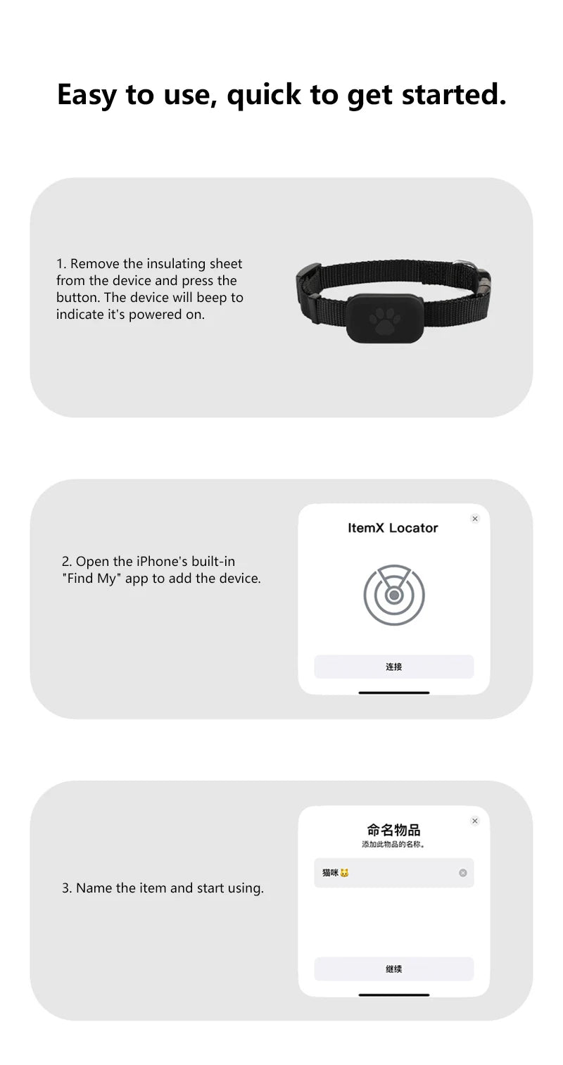 Pet GPS Tracker Collar for Cats & Dogs - Waterproof Real-Time Locator