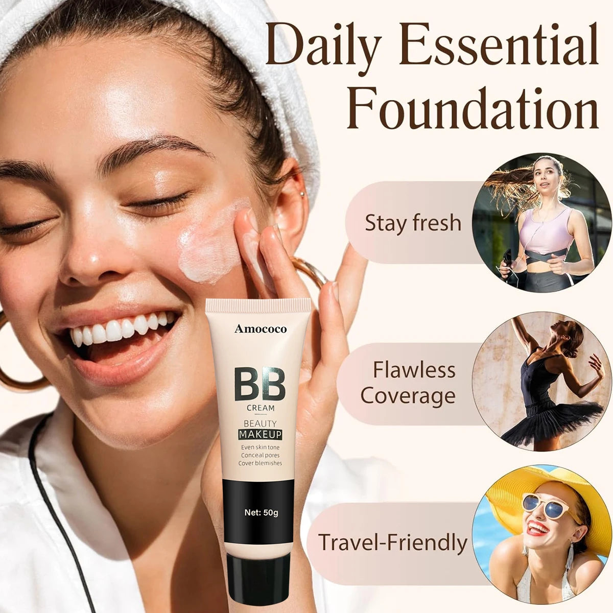 BB Cream Makeup Base Cream, 50g Each, Multi Shade Options, 2pcs Set