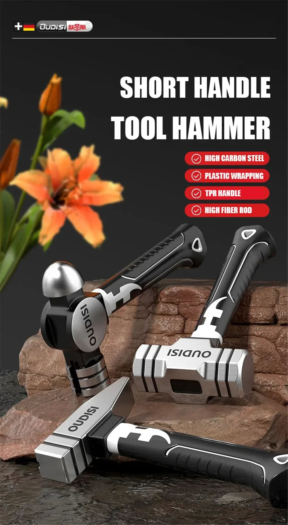 Heavy Duty Octagonal Hammer, High Carbon Steel, Magnetic Nail Tool