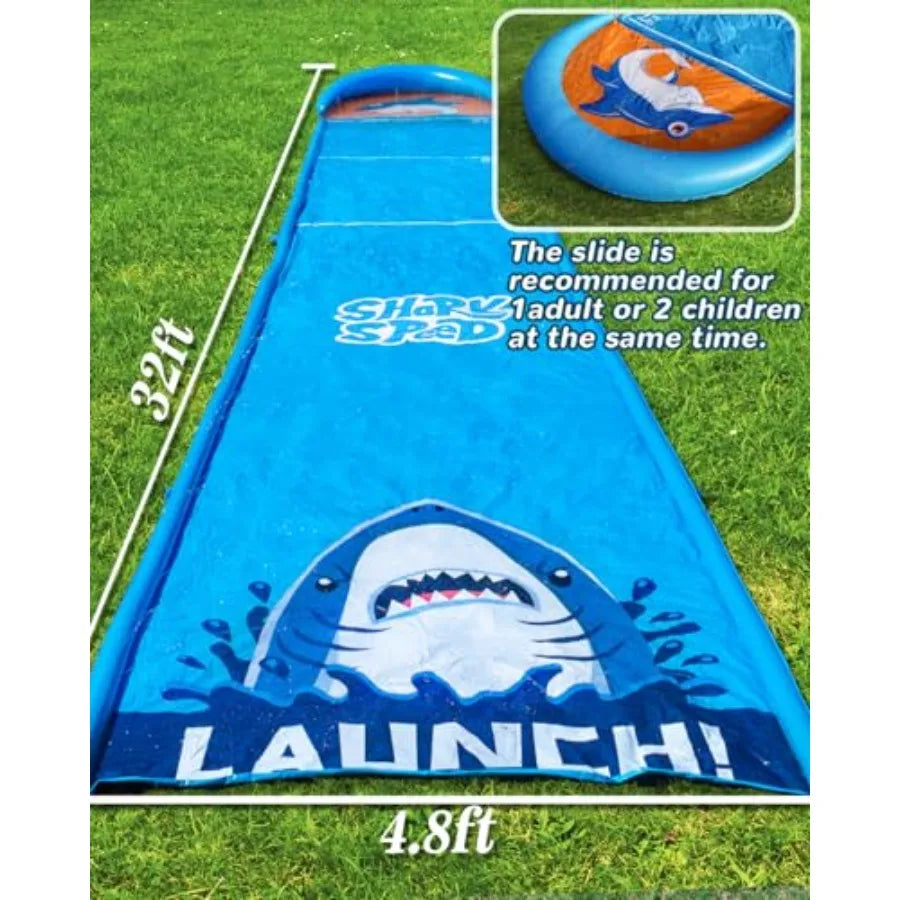 32FT Outdoor Water Slide for Kids and Adults, PVC Material, Blue and Yellow