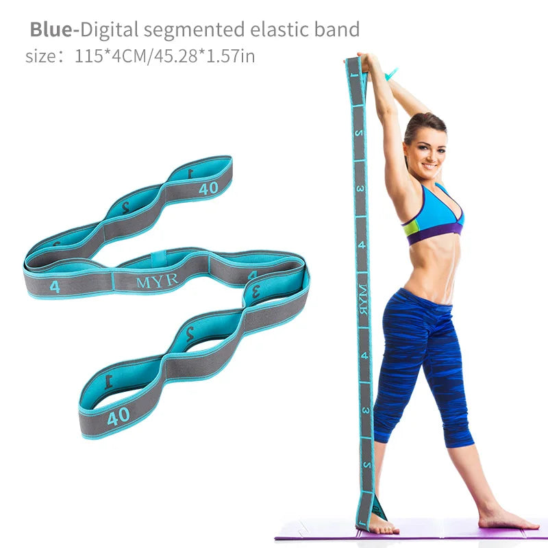 Elastic Yoga Stretching Strap with Loops for Ballet, Dance, Pilates