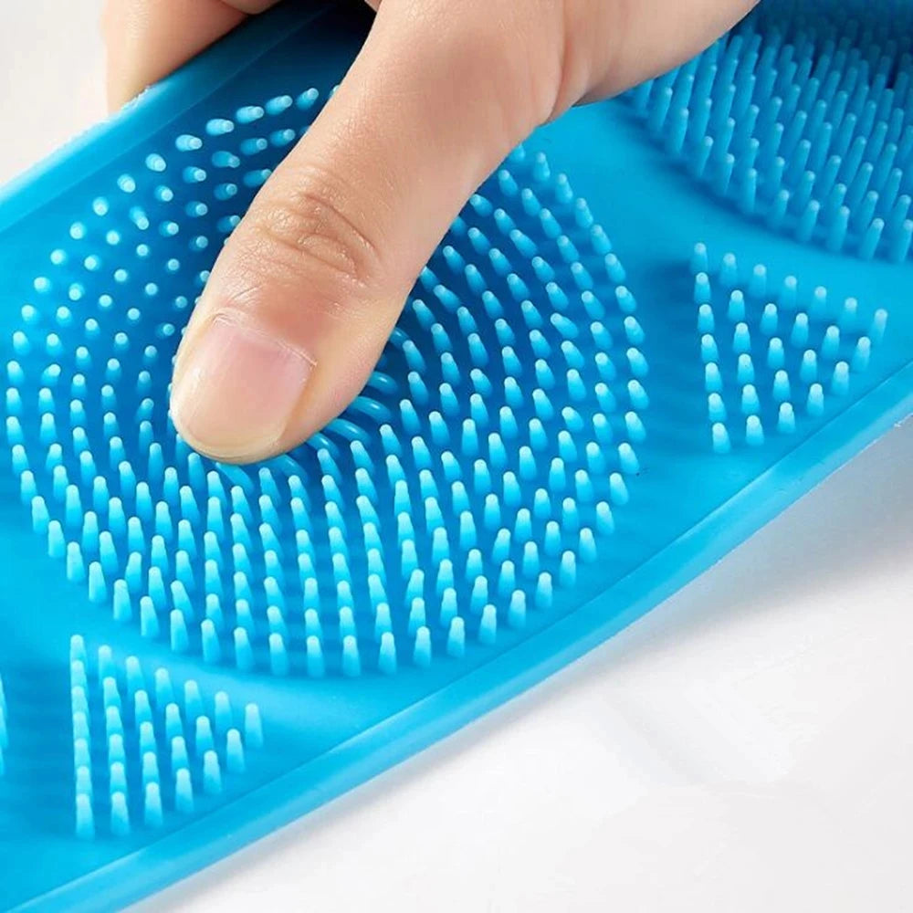 Silicone Bath Scrubber Exfoliating Brush Back Cleaner Body Strap Accessory