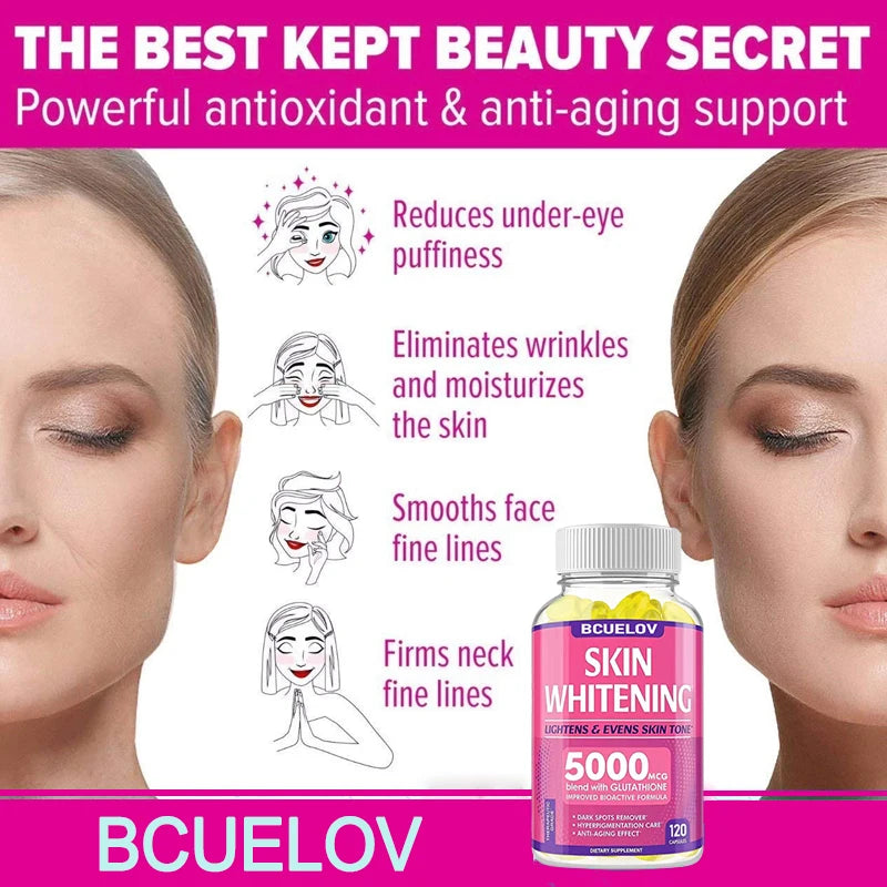 L-Glutathione 5000mcg Capsules for Dark Spot Brightening & Anti-Aging