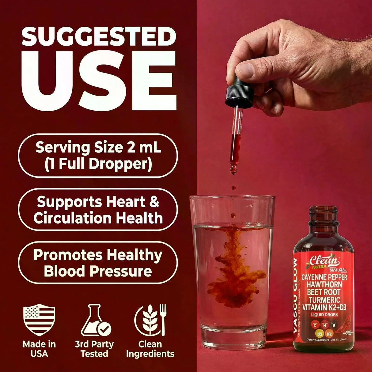 Cayenne Pepper Supplement Drops with Hawthorn, Beet Root, Turmeric, 30ml