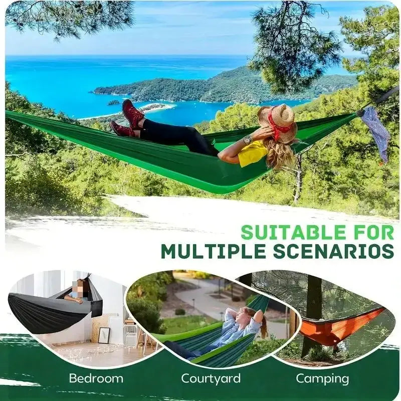 Portable Double Camping Hammock - Anti-Rollover for Outdoor Use