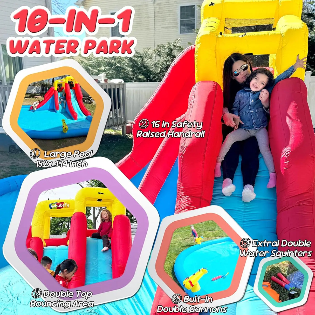Inflatable Backyard Water Park for Kids - 12-in-1 Blow Up Slide
