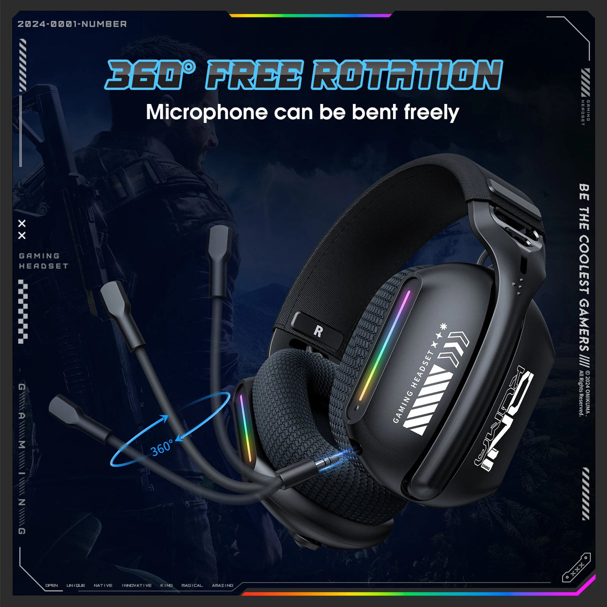 New Wireless Gaming Headset 3 Modes Bendable HD Mic Soft Ear Pads