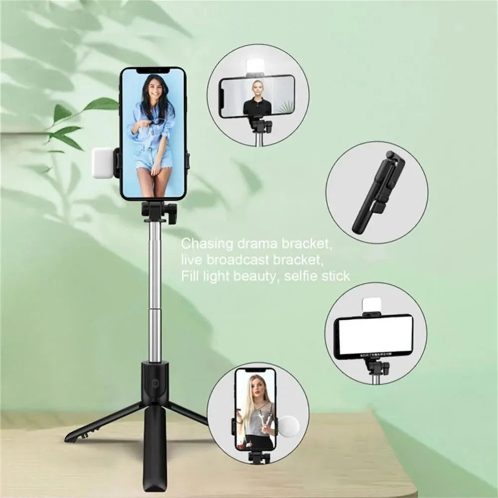 Portable Bluetooth Selfie Stick Tripod with Remote Shutter & Light