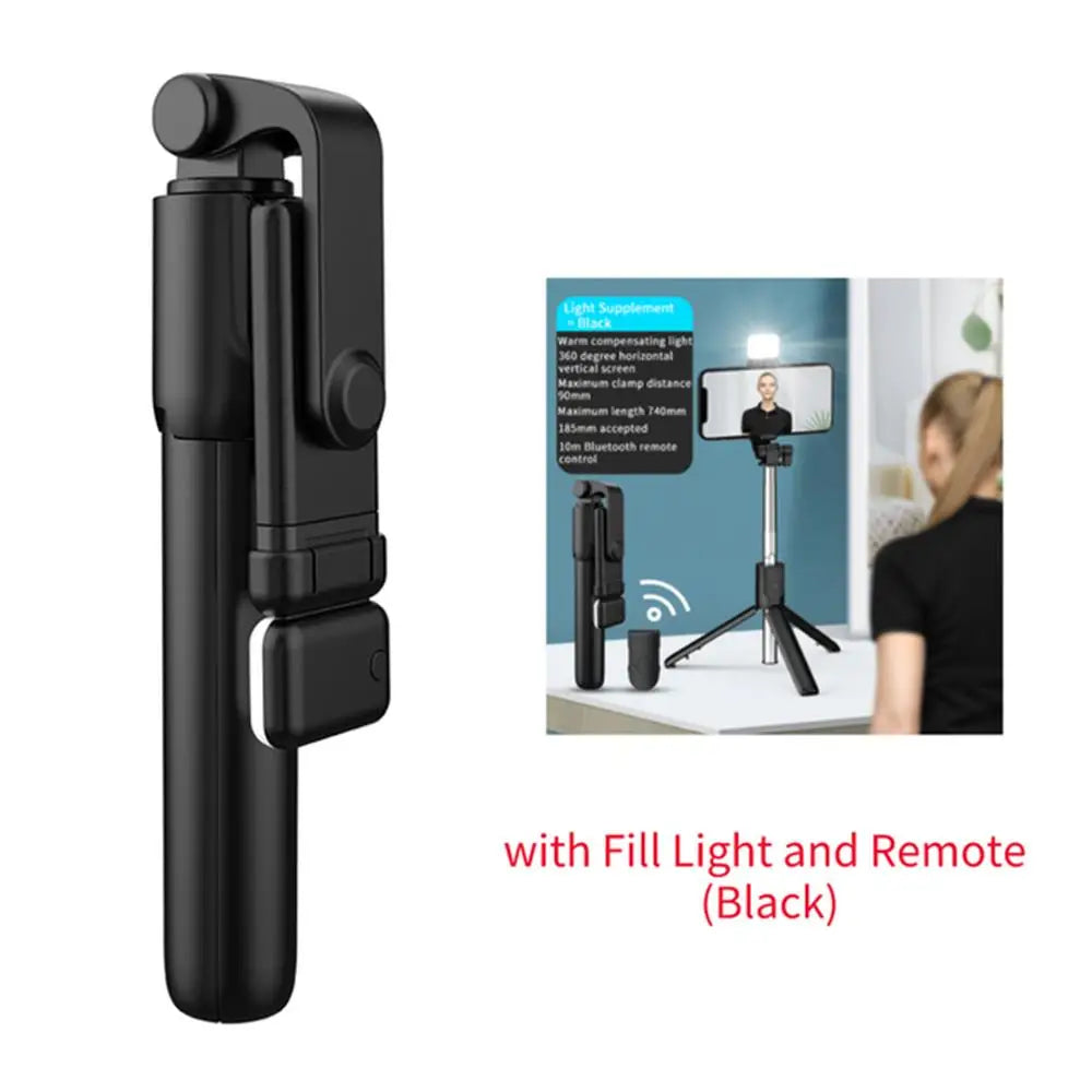 Portable Bluetooth Selfie Stick Tripod with Remote Shutter & Light