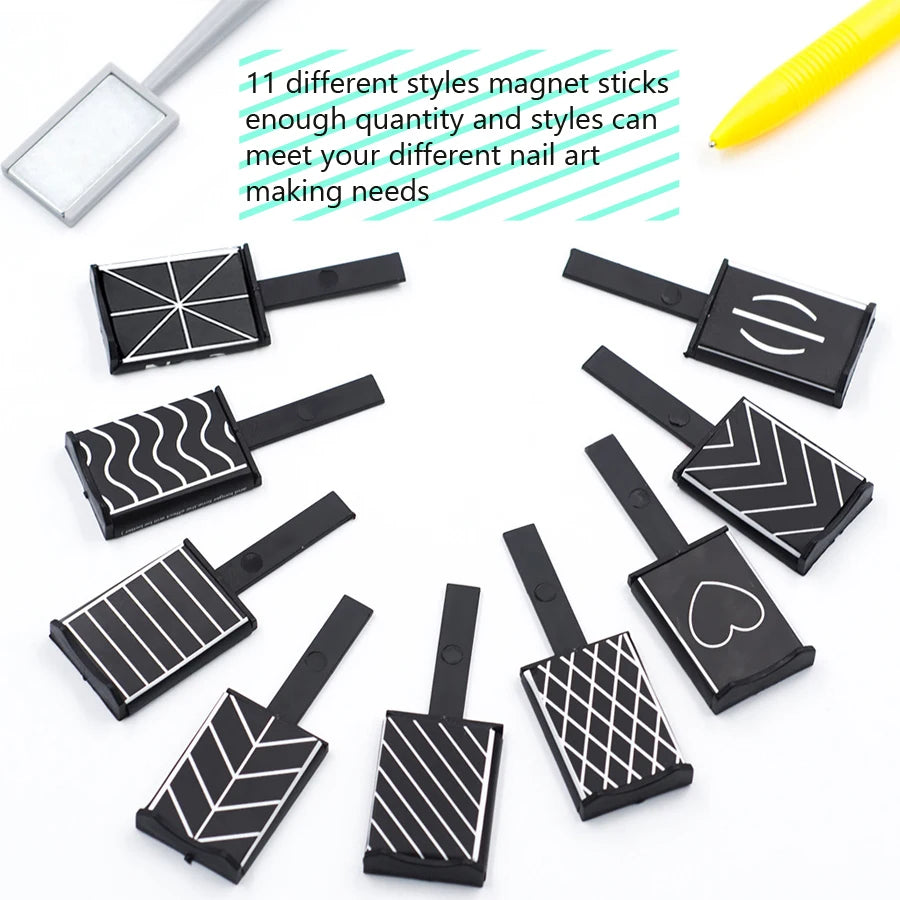 11 Pcs Nail Art Tools Set Magnetic Rods for Gel Polishing & Decoration