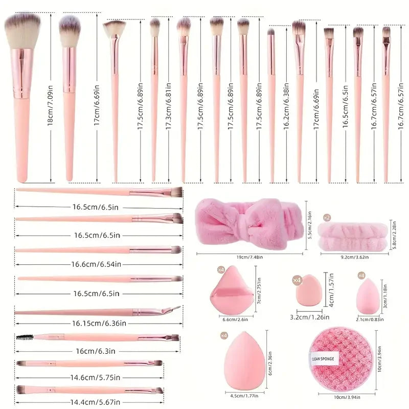Pink Makeup Brush Set 20/40 Pieces with Beauty Blender - Gift Ready