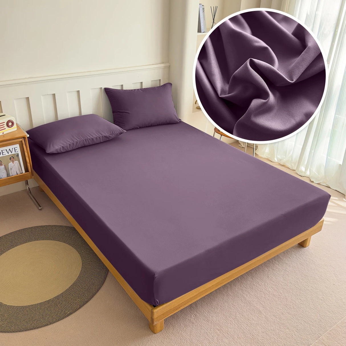 Fitted Bed Sheet 90/120/150/180x200 cm Solid Color Mattress Protector - Cozy Bed Sheets