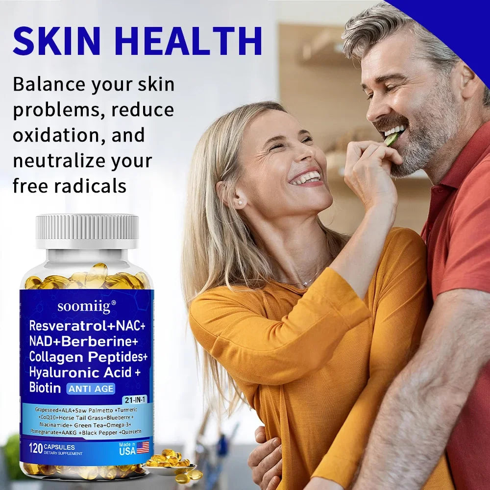 21-in-1 Cell Vitality Supplement with Resveratrol, Collagen, Turmeric