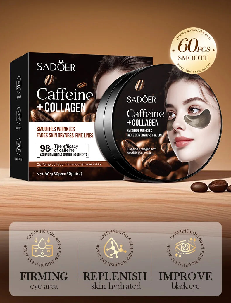 Collagen Eye Mask Caffeine Patches for Dark Circles - 10 Pairs