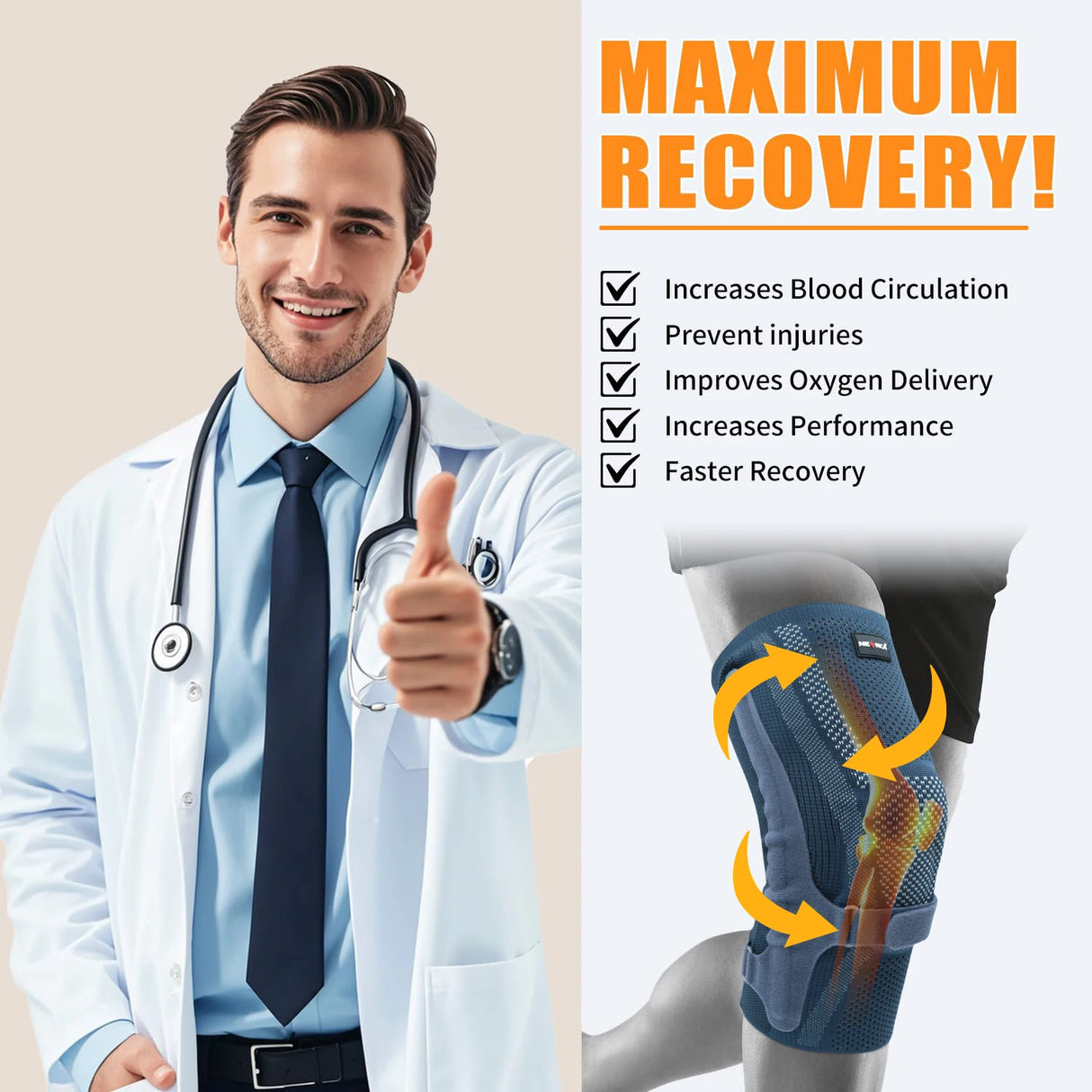 NEENCA Knee Brace with Patella Pad & Side Stabilizers for Sports & Daily Support