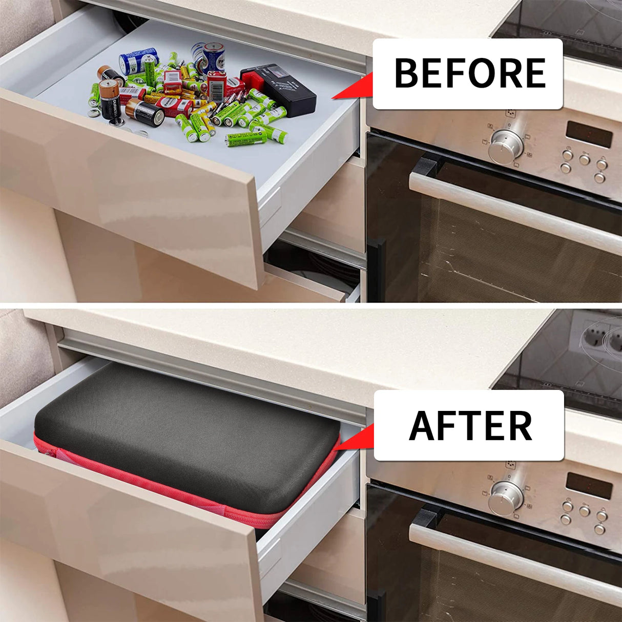 Battery Organizer Case with Tester for 150+ Batteries, Hard Shell Storage