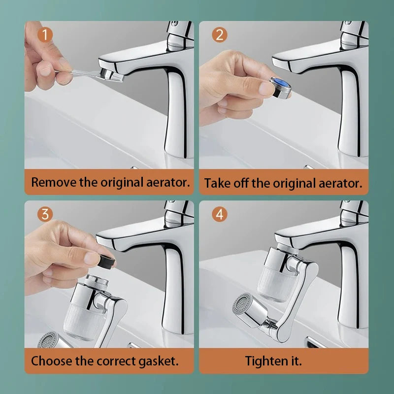 Metal Faucet Extender with Filter and 2 Modes, Swivel Sprayer Head