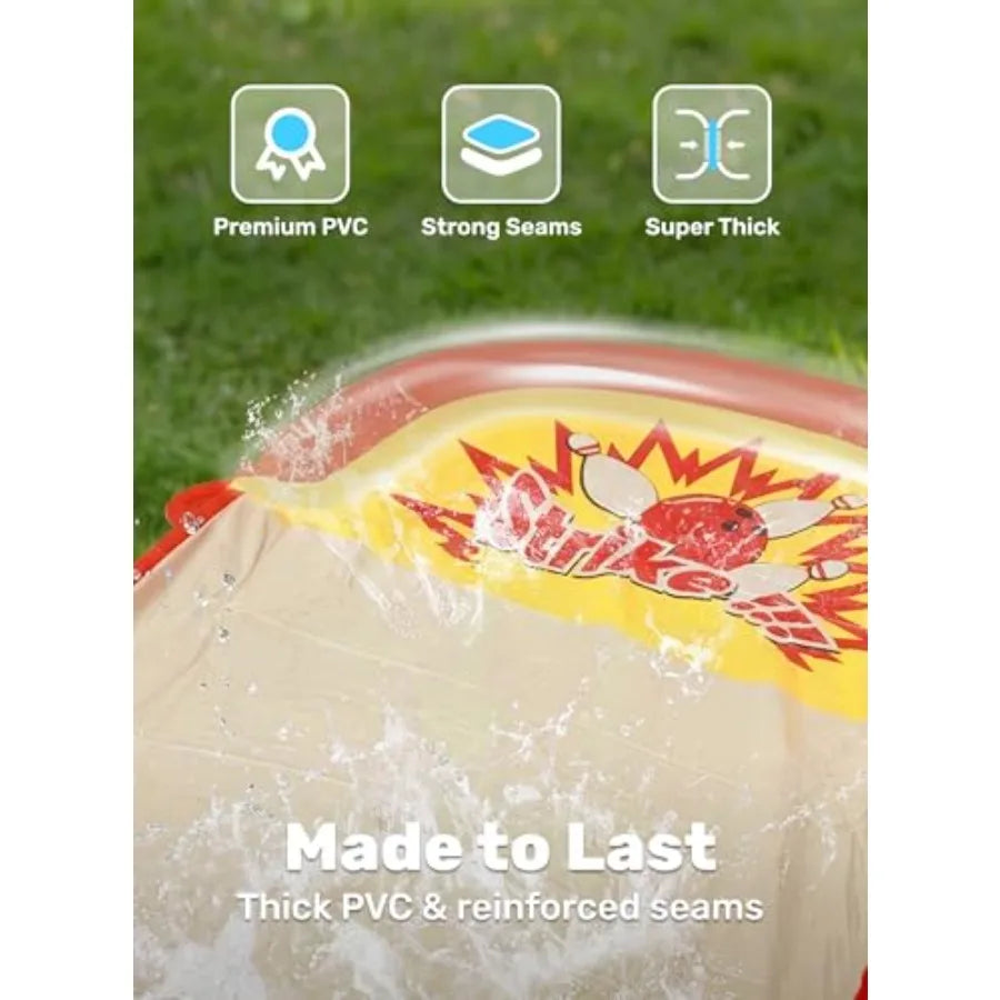 20FT Lawn Water Slide Bowling Game Set for Kids, PVC Material, Blue & Yellow