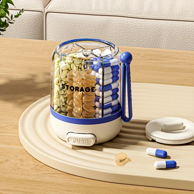 Portable Pill Divider Bottle, 4-Compartment Vitamin Storage Box