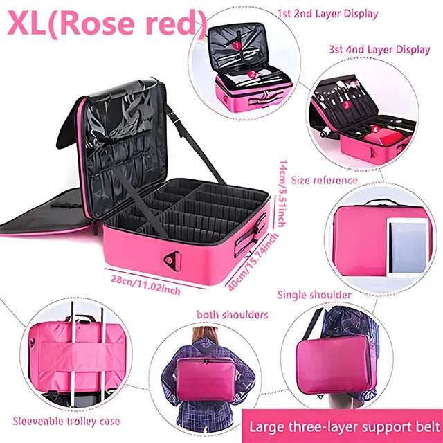 Professional Makeup Case Large Capacity Cosmetic Organizer for Travel